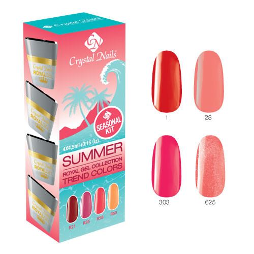 Trend Colors Summer Crystal Nails Royal Gel készlet - 4x4,5ml