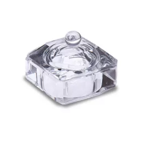   Crystal Nails Szögletes üvegtégely, üveg fedővel - Átlátszó