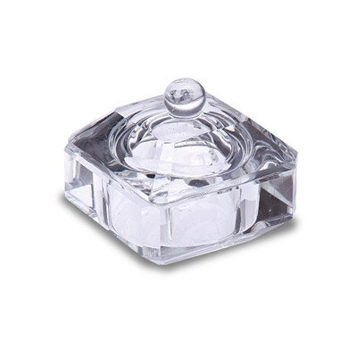 Crystal Nails Szögletes üvegtégely, üveg fedővel - Átlátszó