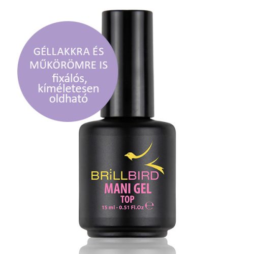 BrillBird TOP MANI GEL FÉNYZSELÉ – Átlátszó, oldható 15 ml