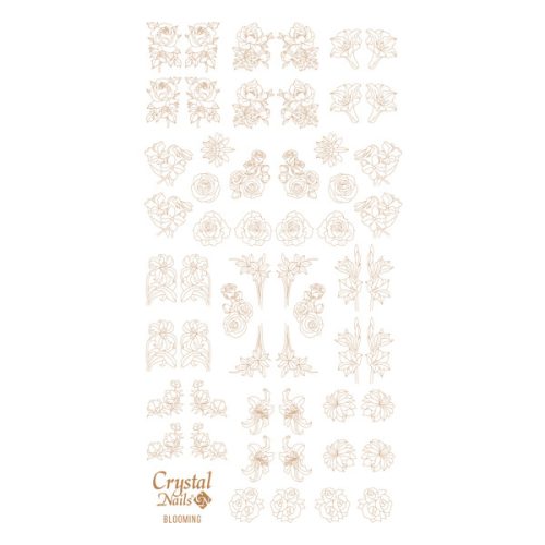 Crystal Nails Színező alap matrica - Blooming Arany