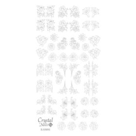 Crystal Nails Színező alap matrica - Blooming Ezüst