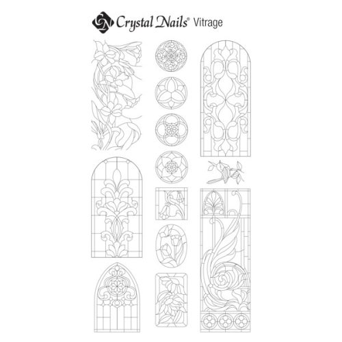 Crystal Nails Színező alap matrica - Vitrage Fekete