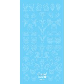 Crystal Nails Színező alap matrica - Animals Fehér