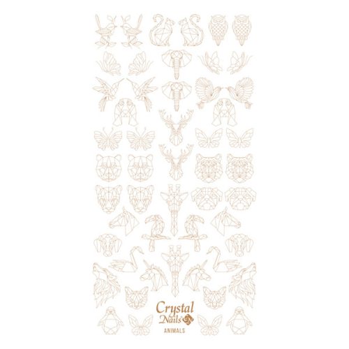 Crystal Nails Színező alap matrica - Animals Arany