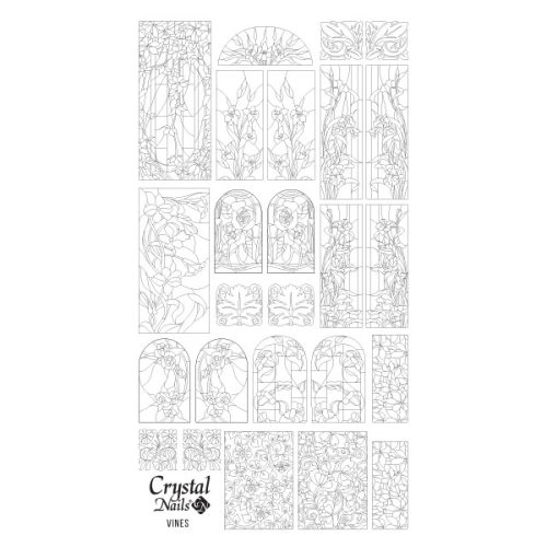Crystal Nails Színező alap matrica - Vines Fekete