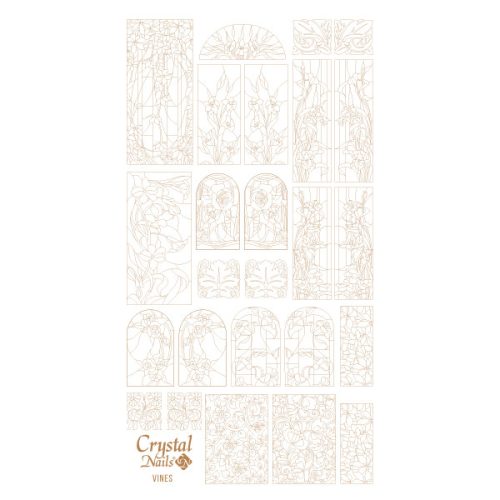 Crystal Nails Színező alap matrica - Vines Arany