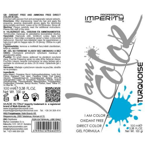 I Am Color Vegán Hajszínező Gél Türkiz 100ml IP