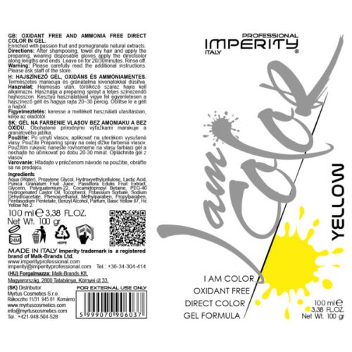 I Am Color Vegán Hajszínező Gél Sárga 100ml IP