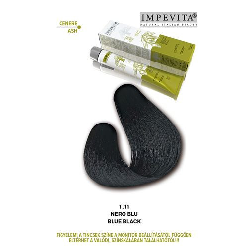 Impevita Vegán, Ammónia-PPD-rezorcin mentes krémhajfesték 100ml 1.11 Kékes Fekete 