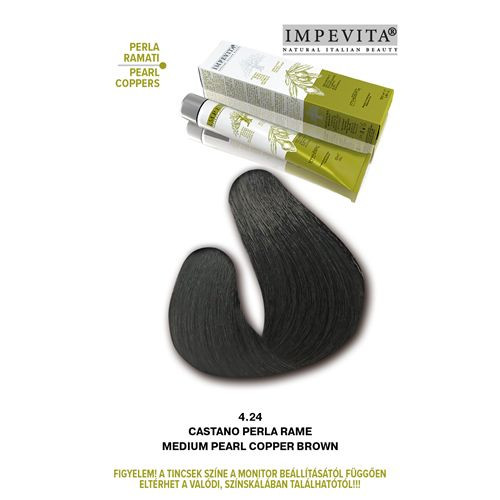Impevita Vegán, Ammónia-PPD-rezorcin mentes krémhajfesték 100ml 4.24 Középbarna Gyöngyház Réz 