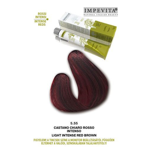 Imperity Impevita Vegán, Ammónia-PPD-rezorcin mentes krémhajfesték 100ml 5.55 Világosbarna Intenzív Vörös 