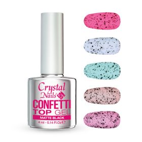 Crystal Nails Confetti Top Gel - Matte Black 4ml TF