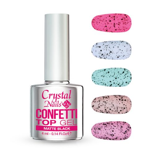 Crystal Nails Confetti Top Gel - Matte Black 4ml