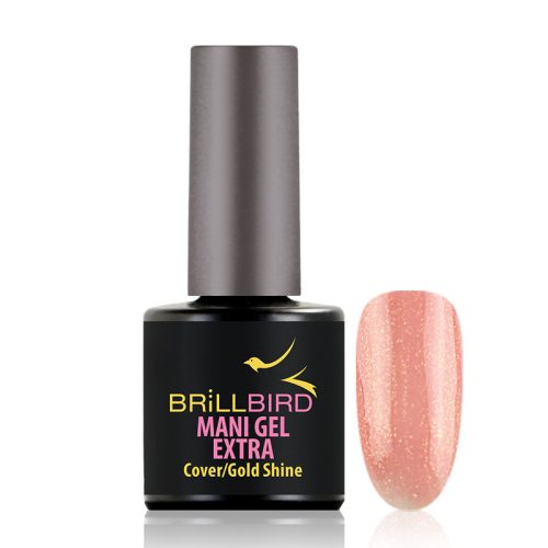 BrillBird Mani Gel Extra - Cover - Gold shine 8 ml - Saját köröm erősítő gél lakk alap