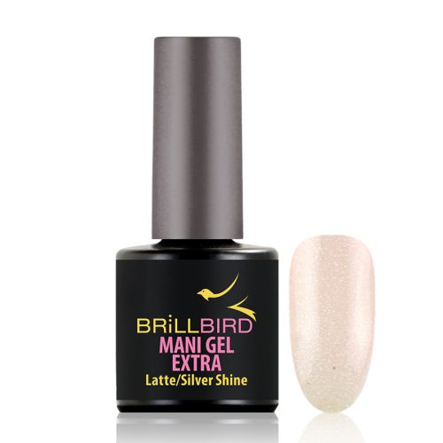 BrillBird Mani Gel Extra - Latte - Silver shine 8 ml - Saját köröm erősítő gél lakk alap