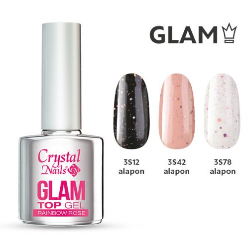 Crystal Nails Glam top gel 4ml - Rainbow rose