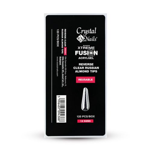 Crystal Nails Xtreme Fusion AcrylGel-hez Russian Almond Reverse Clear tip 120db