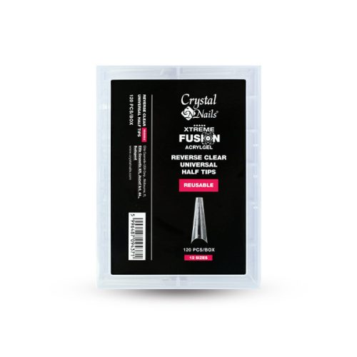 Crystal Nails Xtreme Fusion AcrylGel-hez Universal Half Reverse Clear tip 120db