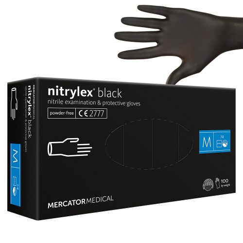 Nitrylex Black nitril gumikesztyű fekete 100db/doboz - M méret