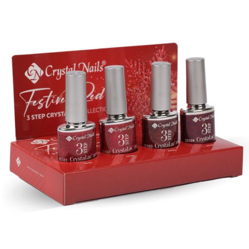 Festive Red Crystal Nails 3 STEP CrystaLac készlet (4x4ml)