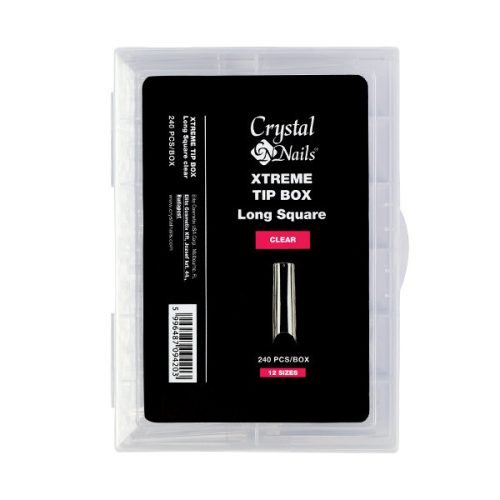 Crystal Nails Xtreme Tip Box - Long Square clear