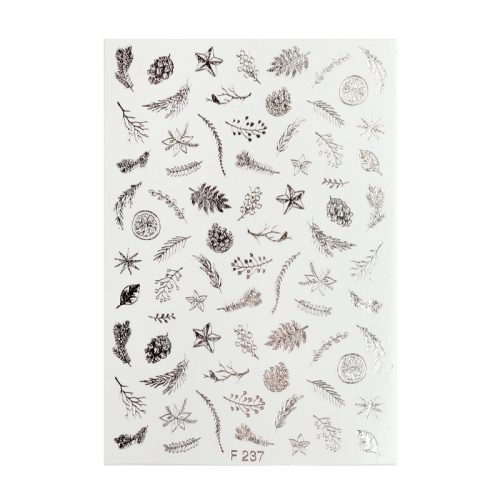 BrillBird Vizes köröm matrica - Silver leaves (F237)