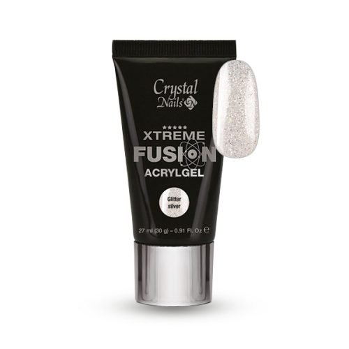 Crystal Nails Xtreme Fusion AcrylGel - Glitter Silver 27ml (30g)