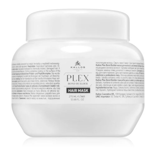 Kallos Plex Bond Builder hajpakolás növényi protein és Peptid komplex-szel 275 ml
