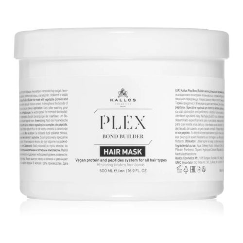 Kallos Plex Bond Builder hajpakolás növényi protein és Peptid komplex-szel 500 ml