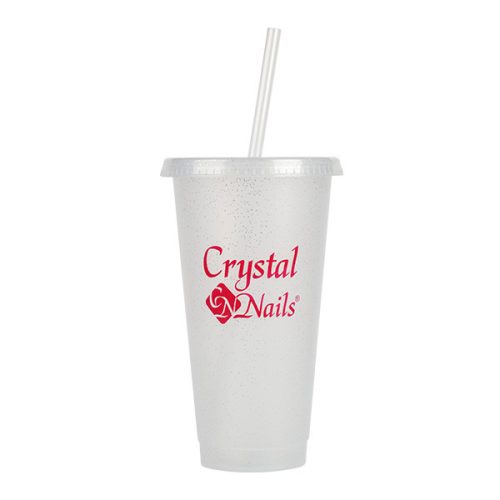 Crystal Nails pohár rózsaszín felirattal