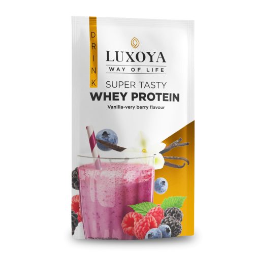 Luxoya Whey Protein - Tejsavó fehérje italpor 30g - Vanília-Bogyós gyümölcs ízű