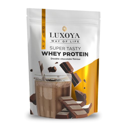 Luxoya Whey Protein - Tejsavó fehérje italpor 450g DOY - Dupla csokoládé ízű
