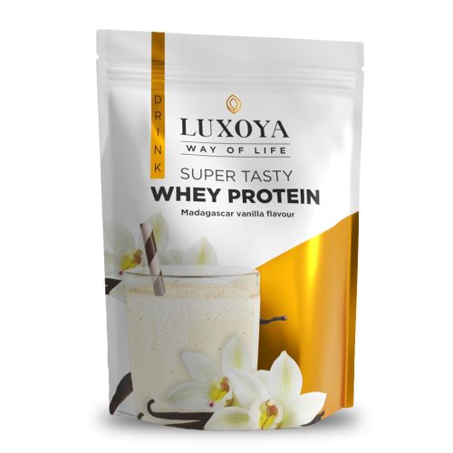 Luxoya Whey Protein - Tejsavó fehérje italpor 450g DOY - Madagaszkári vanília ízű