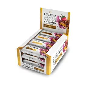   Luxoya Crispy Bar Roppanós Fehérje Szelet 12x45g - Eper ízű