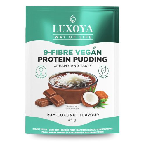 Luxoya Vegán fehérjét tartalmazó rostpuding 9 féle rosttal 45g - Rumos kókusz ízű