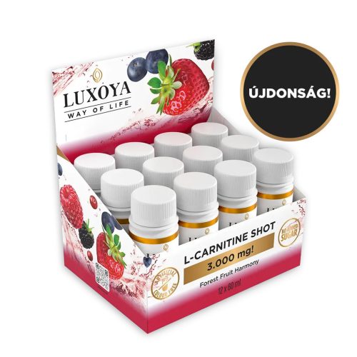 Luxoya L-CARNITINE SHOT 3.000 mg FOLYÉKONY L-KARNITIN 12x60 ml gyűjtődoboz, Erdei gyümölcs ízű