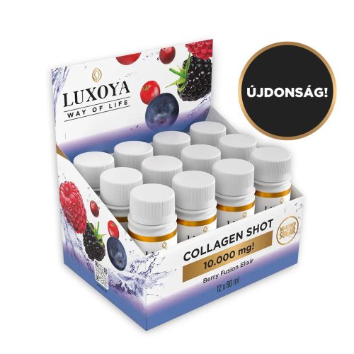 Luxoya COLLAGEN SHOT 10.000 mg FOLYÉKONY KOLLAGÉN 12x60 ml gyűjtődoboz, Erdei gyümölcs ízű