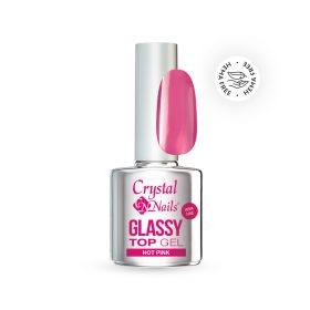 Crystal Nails Glassy Top Gel - Hot Pink 4ml TF