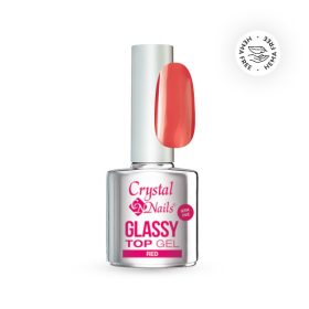 Crystal Nails Glassy Top Gel - Red 4ml TF