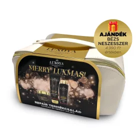   Luxoya REPAIR Karácsonyi Ajándékcsomag + Ajándék Beige Neszesszer (száraz és sérült hajra)