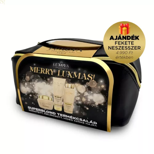 Luxoya SuperBlond Karácsonyi Ajándékcsomag + Ajándék Fekete Neszesszer (festett szőke hajra)