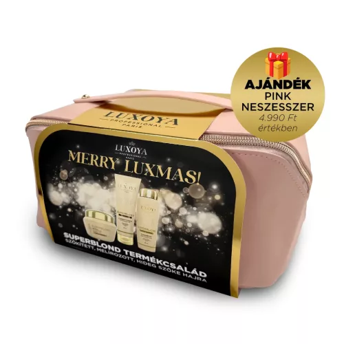 Luxoya SuperBlond Karácsonyi Ajándékcsomag + Ajándék Pink Neszesszer (festett szőke hajra)