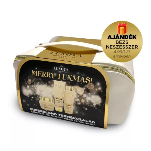 Luxoya SuperBlond Karácsonyi Ajándékcsomag + Ajándék Beige Neszesszer (festett szőke hajra)