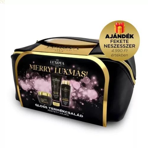 Luxoya GLOSS Karácsonyi Ajándékcsomag + Ajándék Fekete Neszesszer (festett hajra)