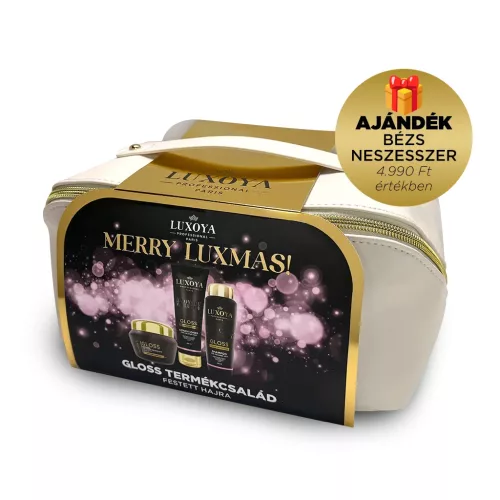 Luxoya GLOSS Karácsonyi Ajándékcsomag + Ajándék Beige Neszesszer (festett hajra)