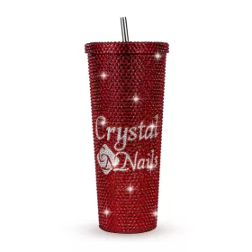  Crystal Nails Strasszköves pohár - piros