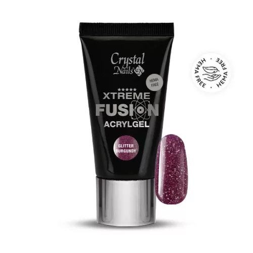 Crystal Nails Xtreme Fusion HEMA Free AcrylGel Glitter Burgundy 27ml (30g) TF