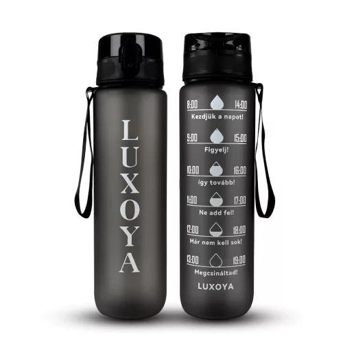 Luxoya Motivációs fitnesz kulacs - fekete