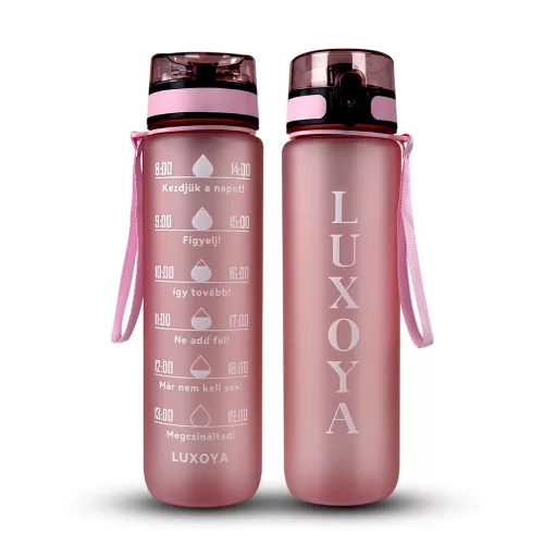 Luxoya Motivációs fitnesz kulacs- rózsaszín